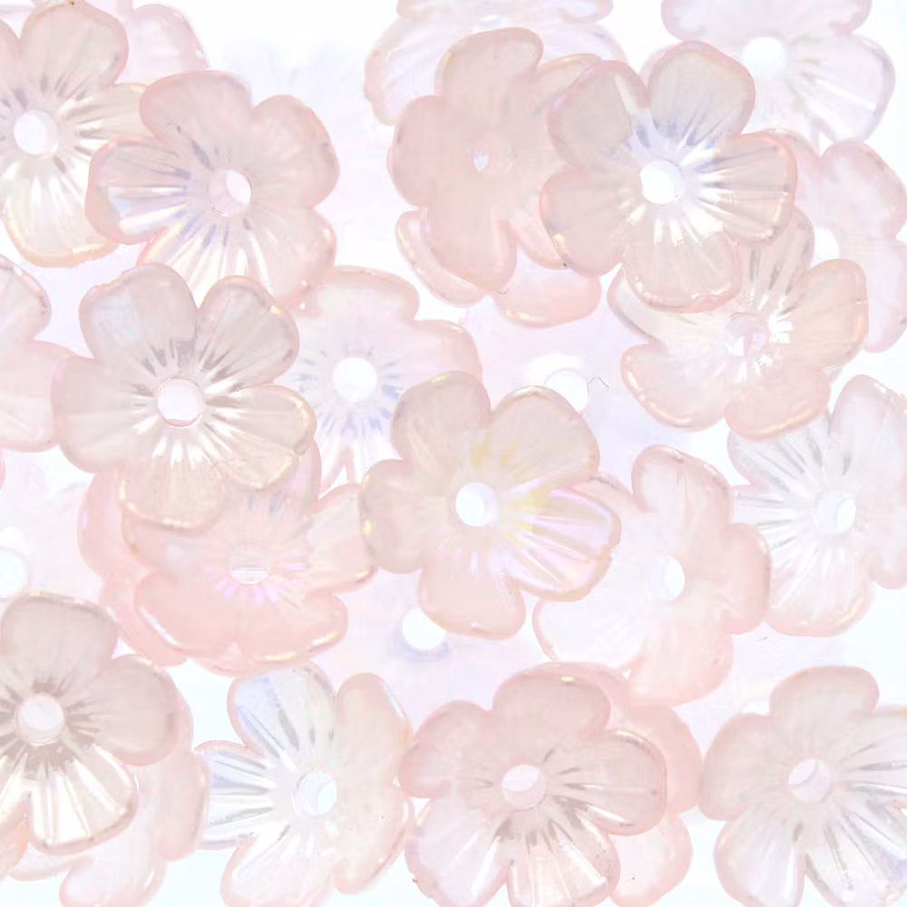 Light Pink AB Blomma Akrylpärla 5-bladig 10mm 10st