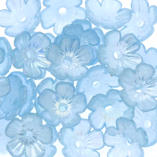 Light Blue AB Blomma Akrylpärla 5-bladig 10mm 10st