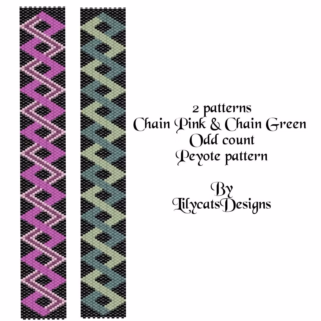 Chain Pink & Chain Green Peyote Armband PDF