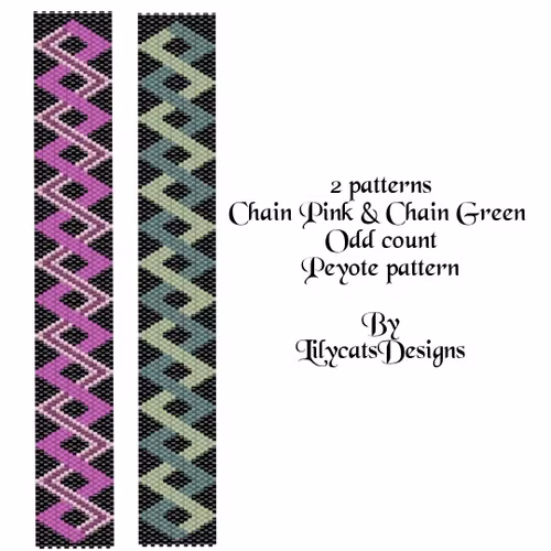 Chain Pink & Chain Green Peyote Armband PDF