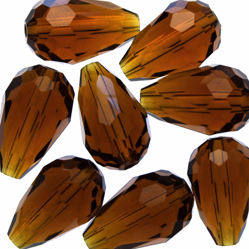 Dark Topaz Droppe Glas 15x10mm 1st