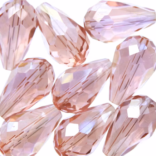 Pink AB Droppe Glas 15x10mm 1st