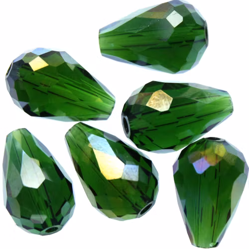 Dark Green AB Droppe Glas 15x10mm 1st