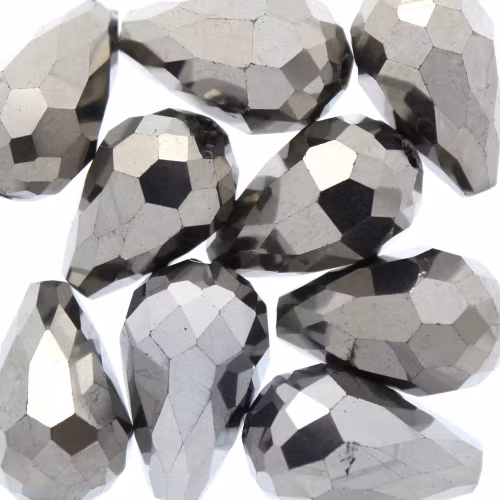 Metallic Silver Droppe Glas 15x10mm 1st