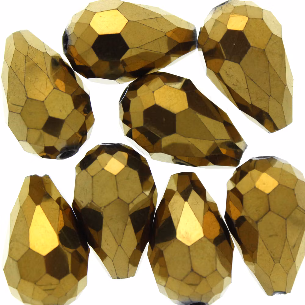 Metallic Gold Droppe Glas 15x10mm 1st