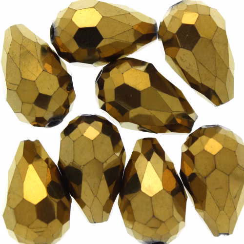 Metallic Gold Droppe Glas 15x10mm 1st