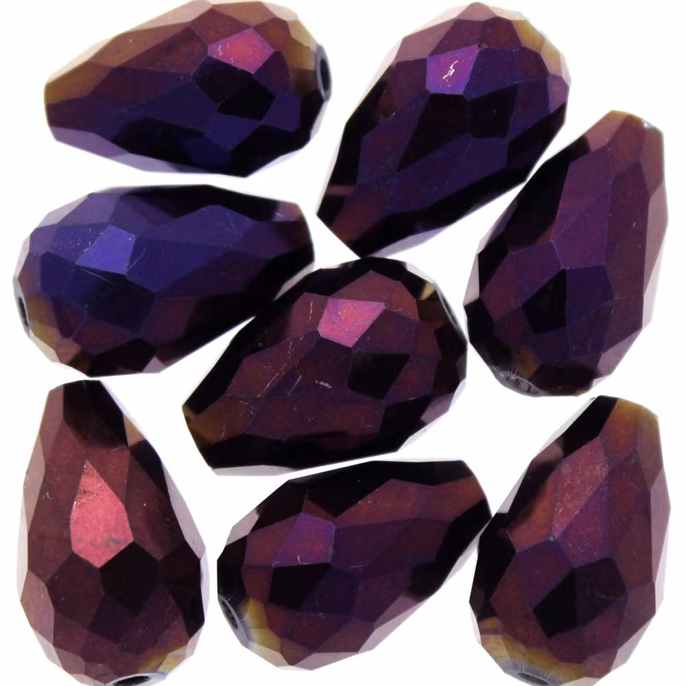 Metallic Purple Droppe Glas 15x10mm 1st