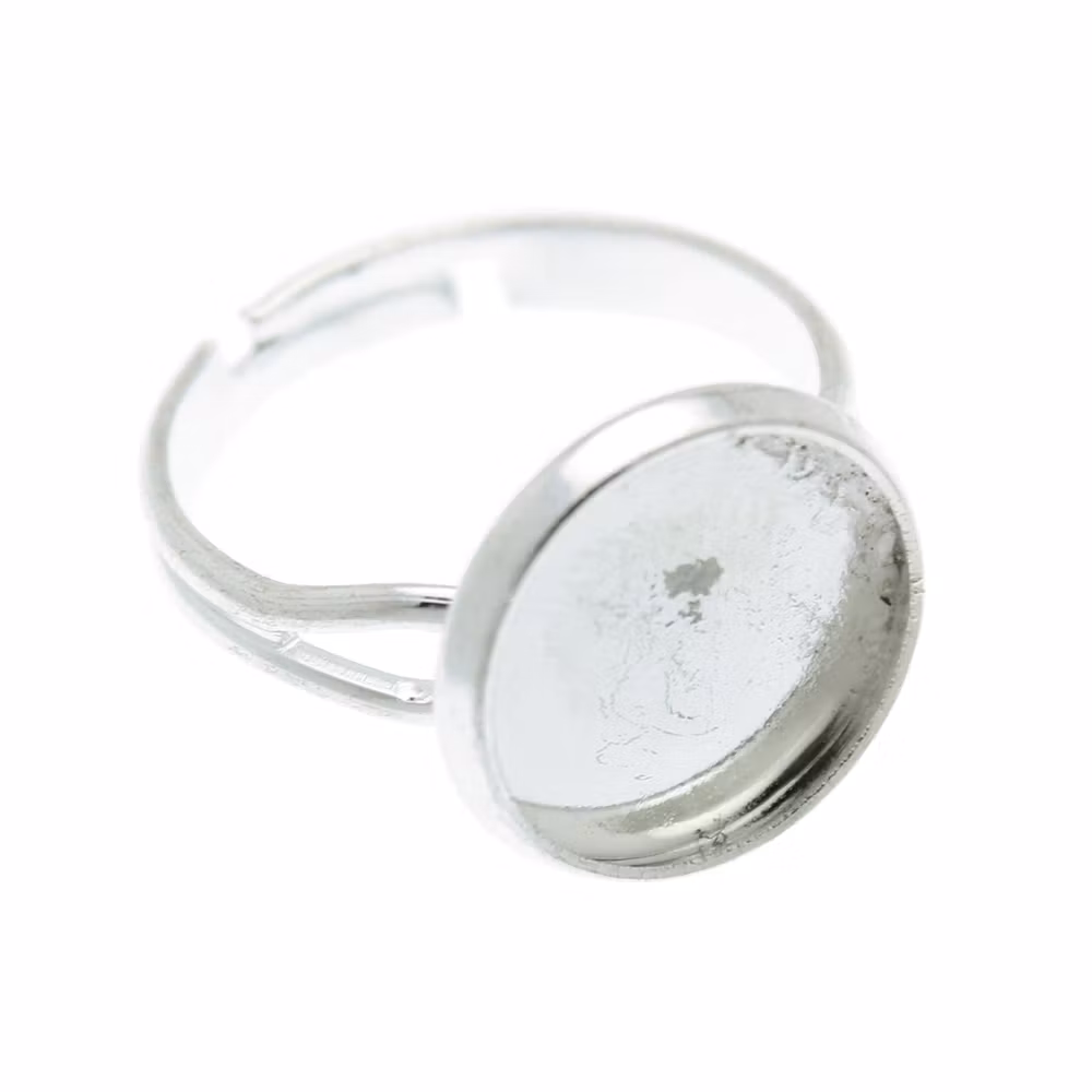 Silverfärgad Ringstomme till 12mm Cabochon 1st