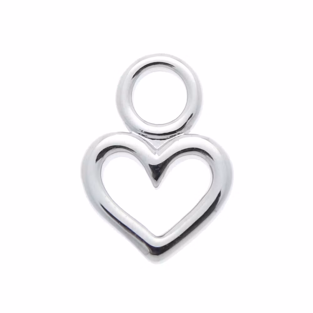 Platinapläterad Berlock Hjärta 11x8mm 1st