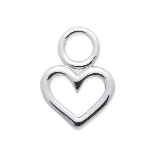 Platinapläterad Berlock Hjärta 11x8mm 1st