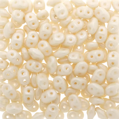 Opaque White Beige Luster Superduo 10g OBS! Färgen