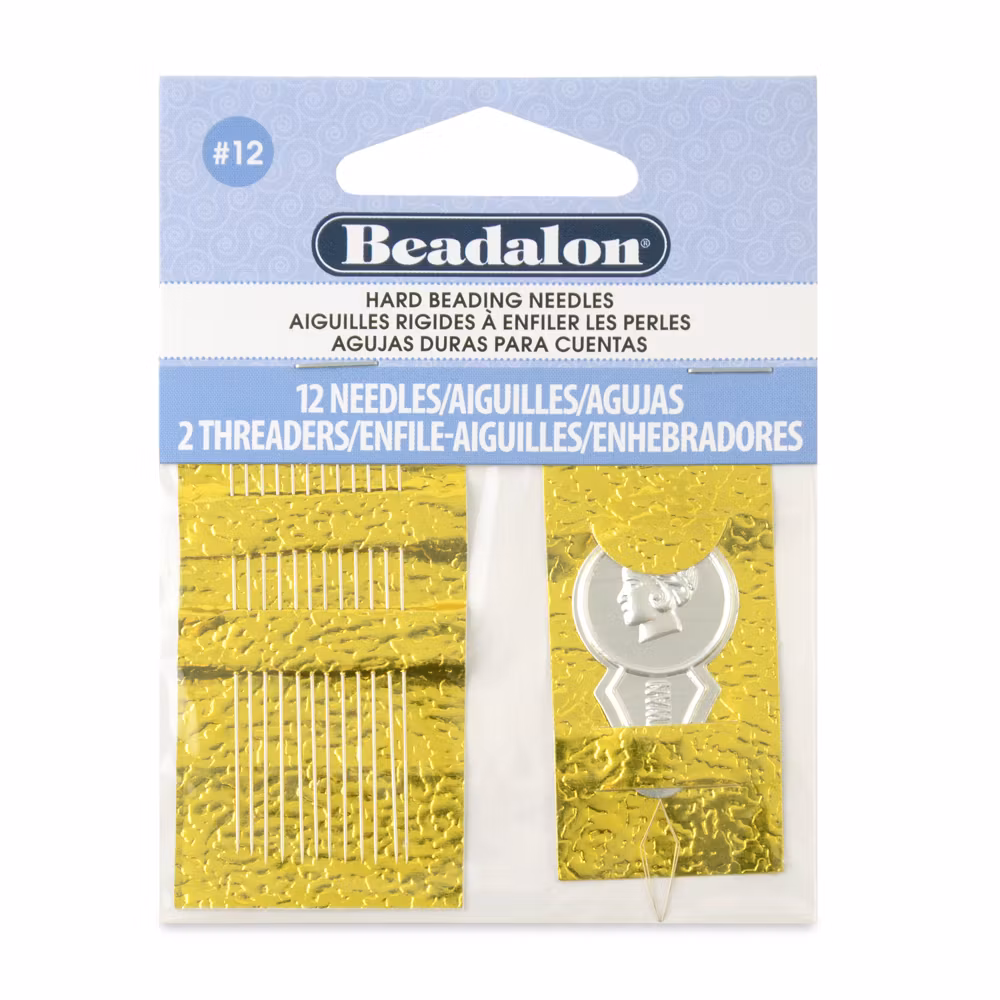 Beadalon #12 Hård Pärlnål 12st + 1 påträdare