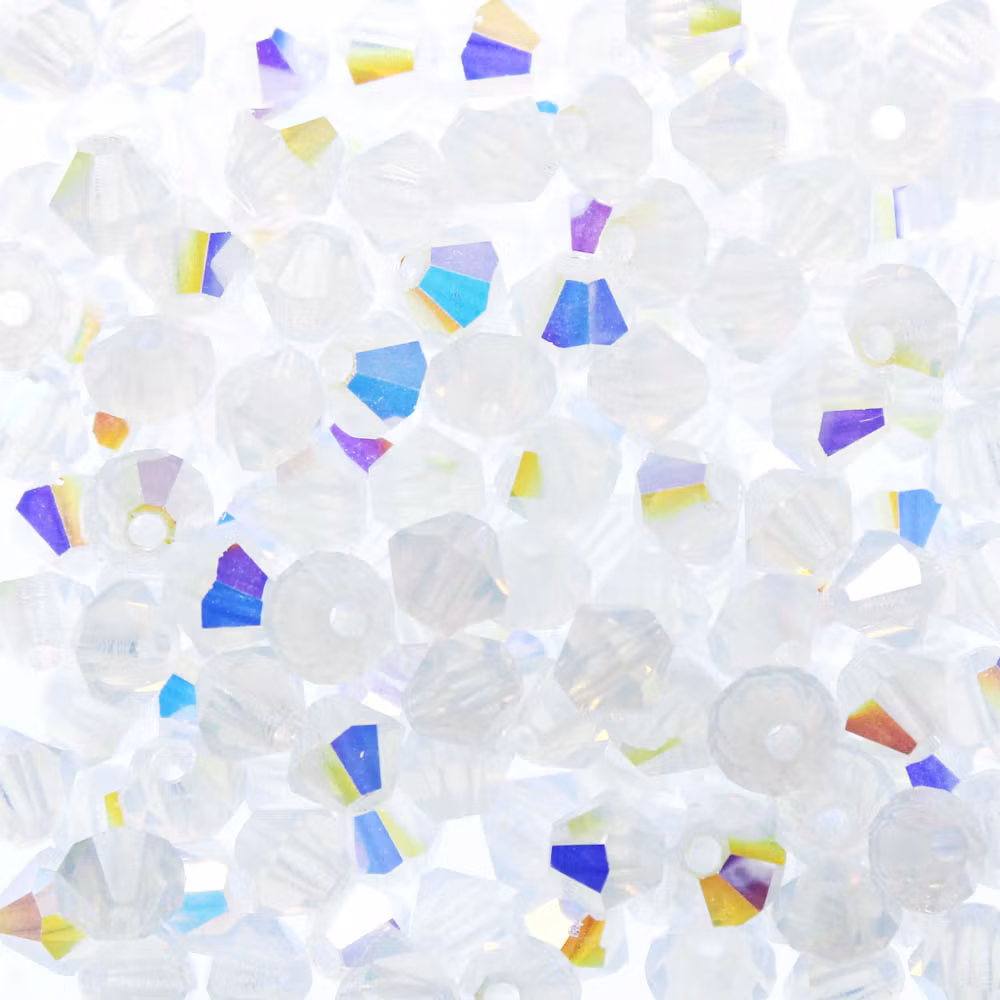 White Opal AB Preciosa Bicone 4mm 144st