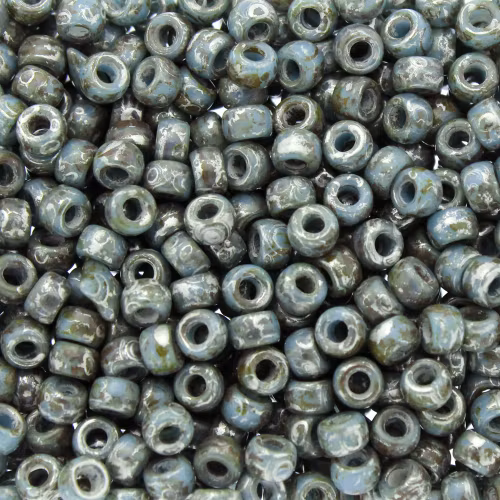 Opaque Turquoise Picasso Matubo Seedbeads 7/0 5g