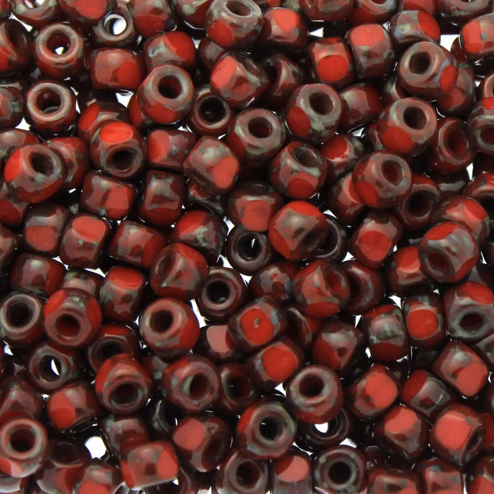 Opaque Red Dark Travertin Matubo Seedbeads 6/0 3cut 5g