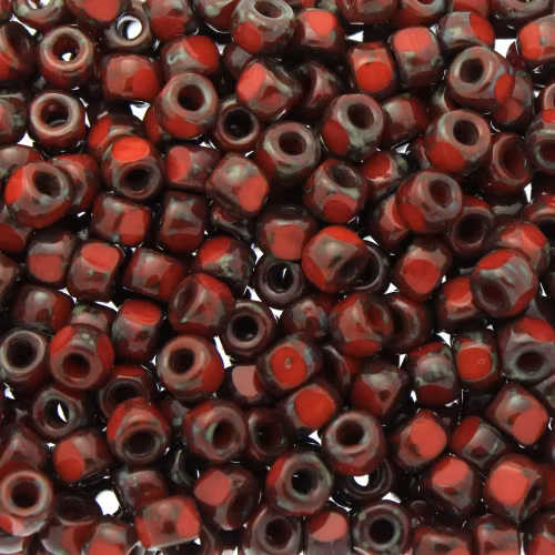 Opaque Red Dark Travertin Matubo Seedbeads 6/0 3cut 5g