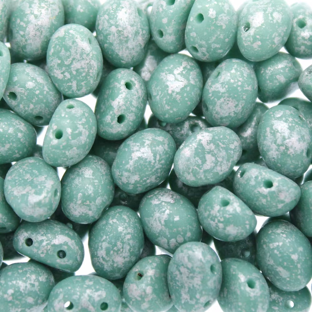 Opaque Green Turquoise Tweedy Silver Candy Oval 8x6mm 5g