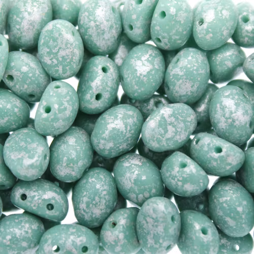 Opaque Green Turquoise Tweedy Silver Candy Oval 8x6mm 5g