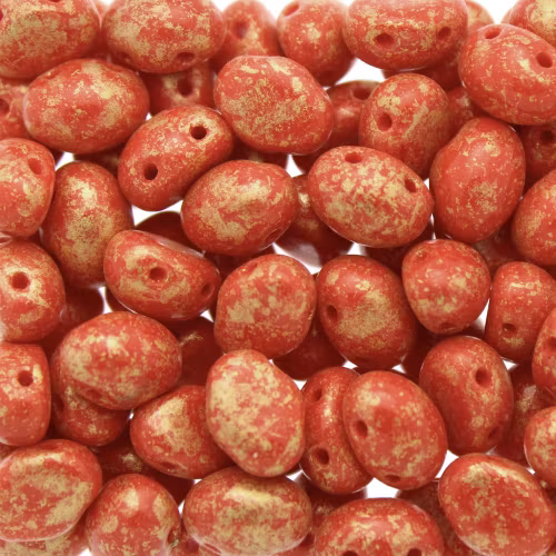 Opaque Light Red Granite Gold Candy Oval 8x6mm 5g