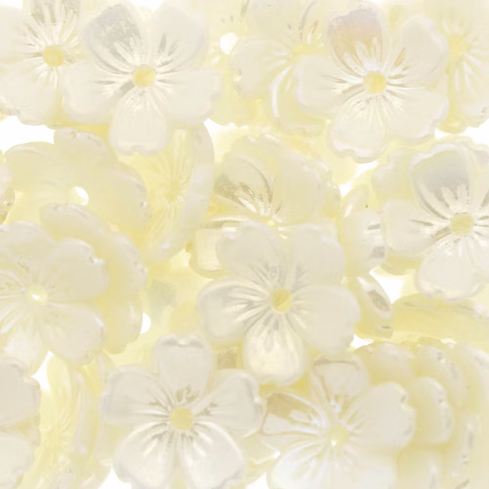 White AB Blomma Akrylpärla 5-bladig 12mm 10st