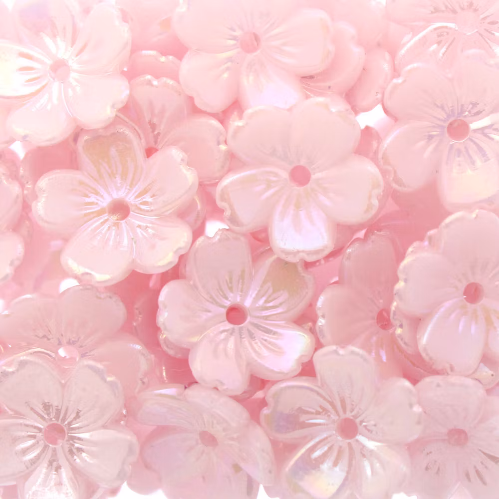 Light Pink AB Blomma Akrylpärla 5-bladig 12mm 10st