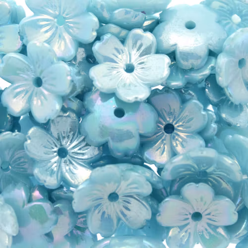 Turquoise AB Blomma Akrylpärla 5-bladig 12mm 10st
