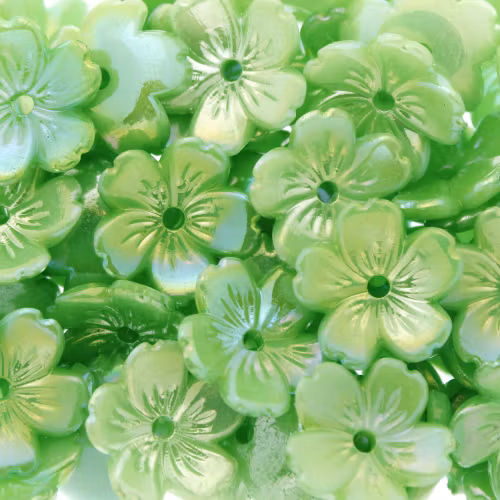 Green AB Blomma Akrylpärla 5-bladig 12mm 10st