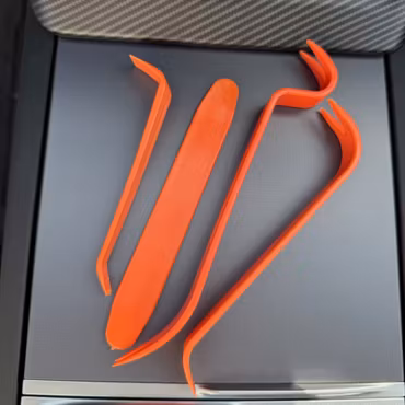 Oranssit muovityökalut, 4 kappaleen setti