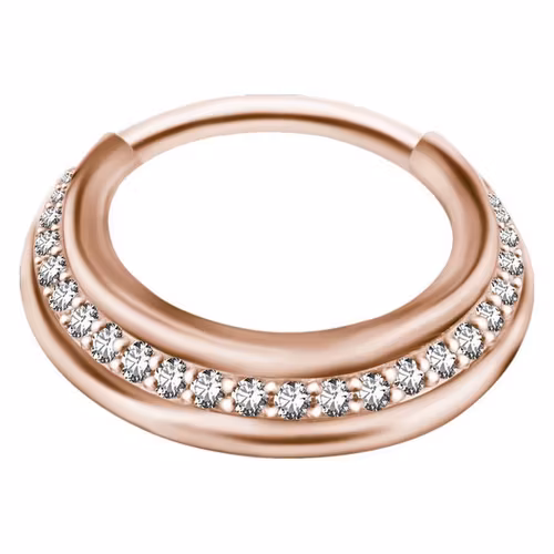 Septumsmycke med vita stenar i mitten i rosé 1,2x olika storlek