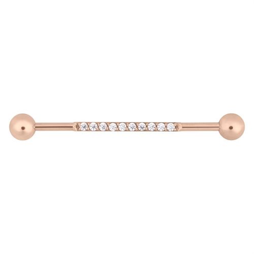 Rosefärgat industrialsmycke med diamanter 1,6x38 mm