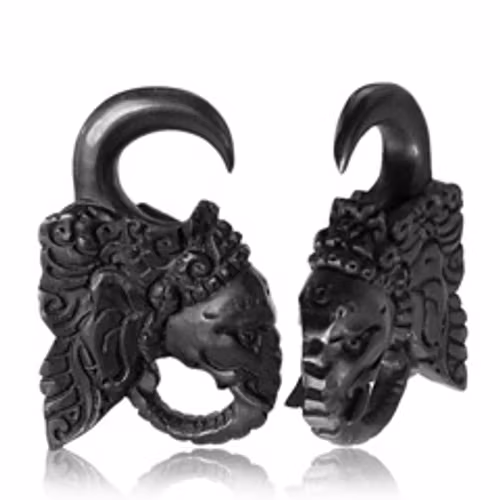 Töjning, ganesha i Iron wood, 4 mm säljes i par