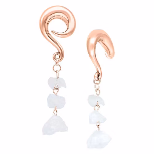 Töjning i rosé färg med vita hängande kristallstenar 6 mm och 10 mm