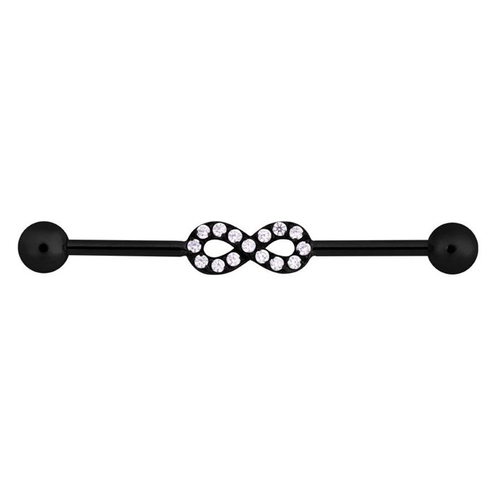 Industrialsmycke i svart med evighetsymbol 1,6x34 mm