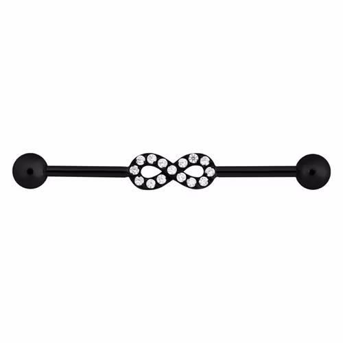 Industrialsmycke i svart med evighetsymbol 1,6x34 mm