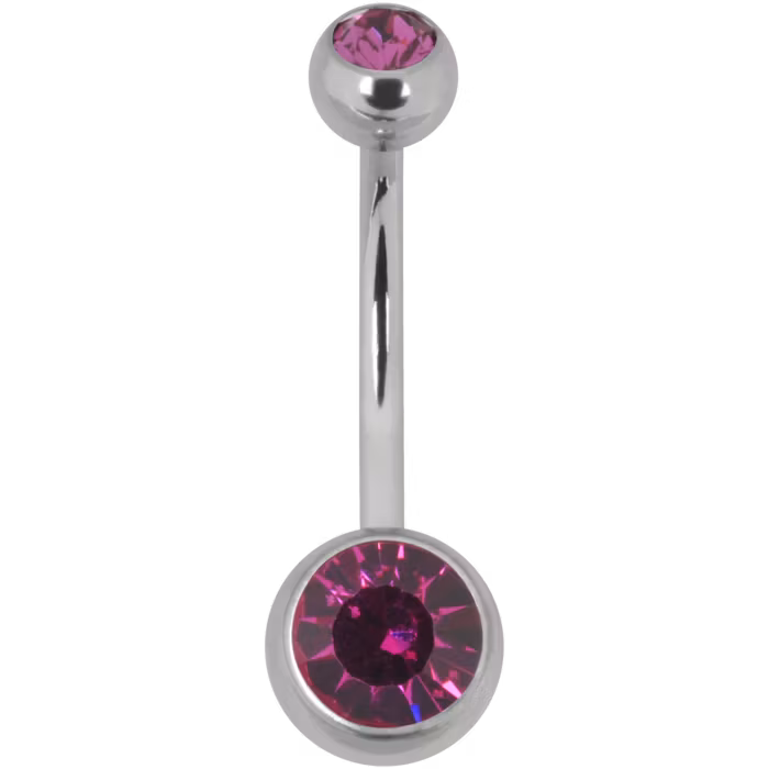 Navelsmycke Titan lila stenar 1,6x12 mm