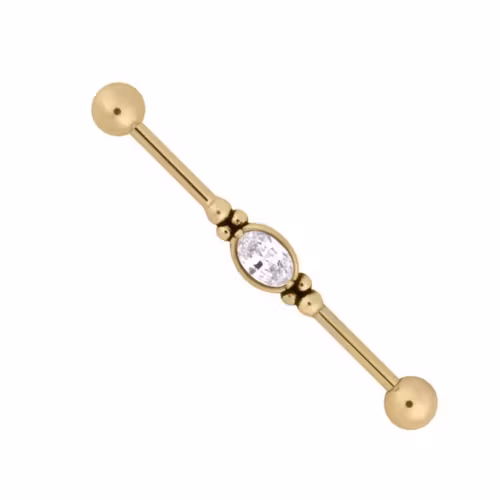 Industrialstav guld med en vit sten 1,6x36