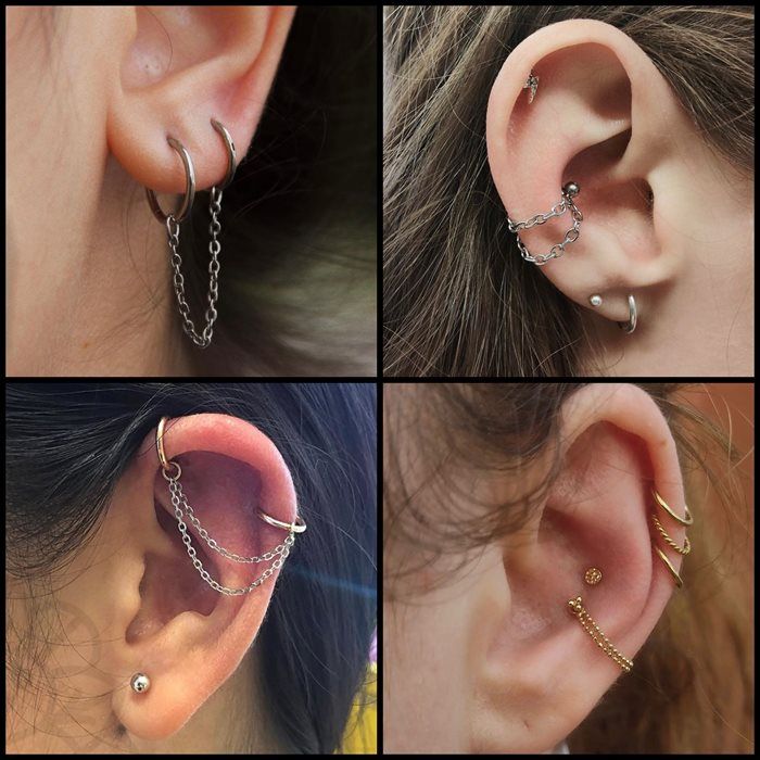 Svart kedja-tillbehör för diverse piercings