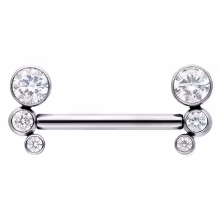 Nipplestav med tre vita kristaller Titan 1,6x14 mm