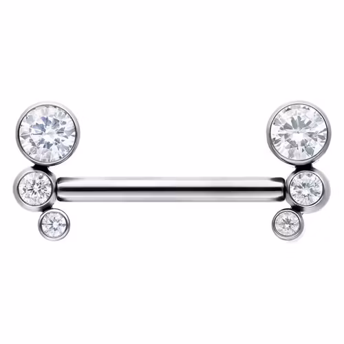 Nipplestav med tre vita kristaller Titan 1,6x14 mm