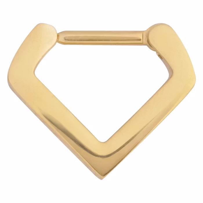 Triangelformad septumsmsycke i guldig färg 1,2x8 mm