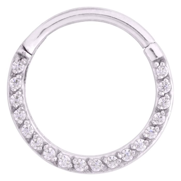 Liten clickerring med vita stenar 1,2x6 mm