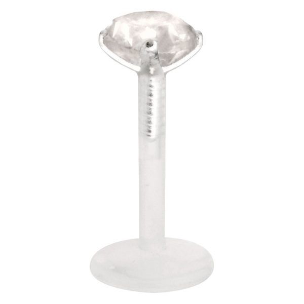 Labretstav med en vit kristall 1,2x10 mm