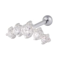 Helixsmycke med 5 vita kristaller 1,2x6 mm