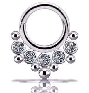 Exklusivt septumsmycke med vita kristaller Titan 1,2x8 mm