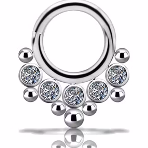 Exklusivt septumsmycke med vita kristaller Titan 1,2x8 mm