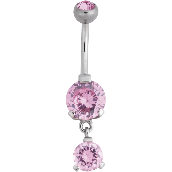 Navelsmycke med en hängande sten, 1,6x8 mm, olika färg