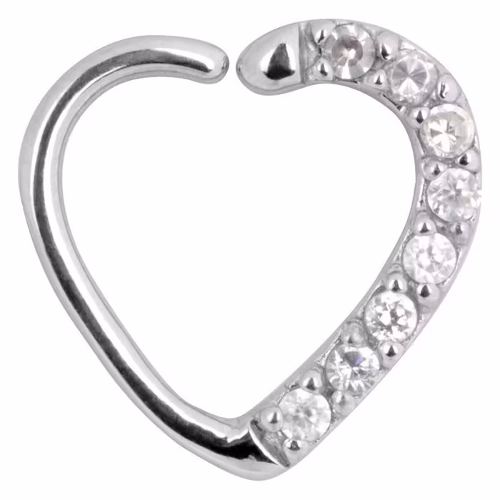 Hjärtformad ring med glitter på ena sidan 1,2x11 mm
