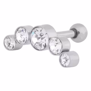 Stav med fem vita runda kristaller 1,2x6 mm