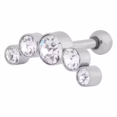 Stav med fem vita runda kristaller 1,2x6 mm