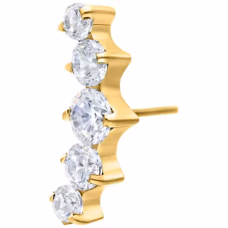 Push pin topp i guldig färg med vita kristallstenar